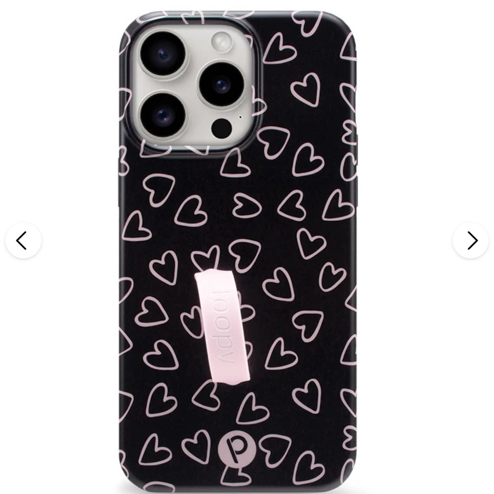 Loopy Case Black and Pink Heart Pattern Phone Case